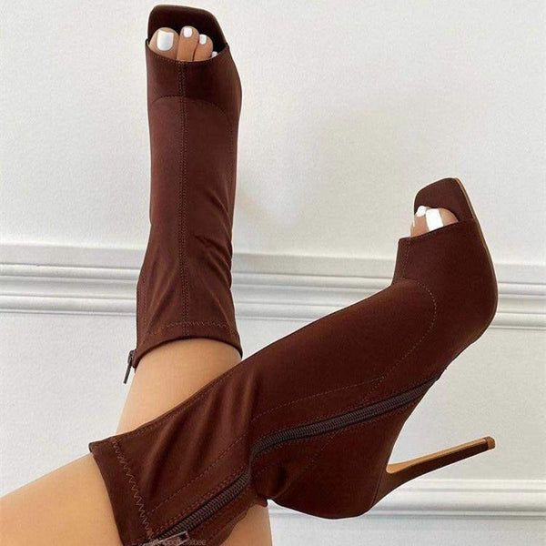 Women's sexy peep toe stiletto booties spring summer high heels booties