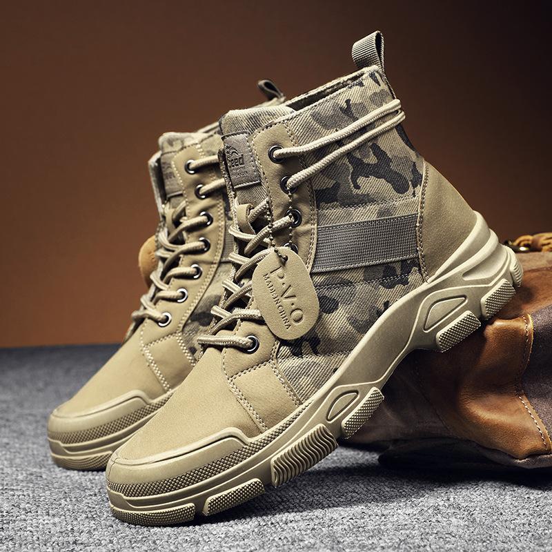 High cut camo boots for men | Front lace destert combat boots
