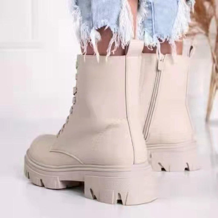 Chunky platform lace-up martin boots round toe booties