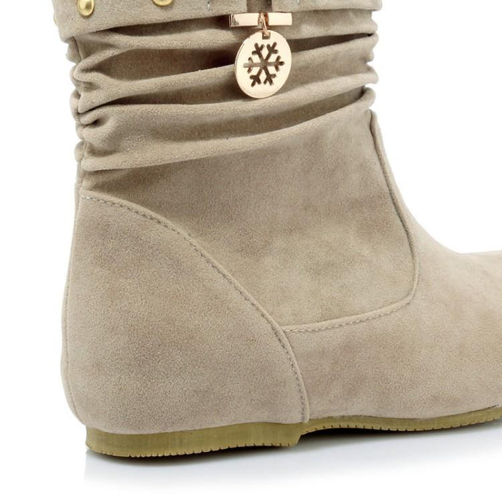 Women's faux suede mid calf slouch boots for fall winter