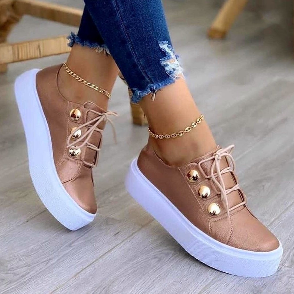 Women's thick platform lace-up sneakers casual shoes