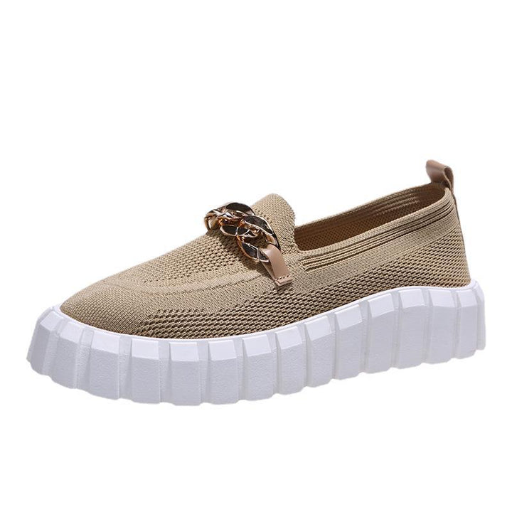 Women's flykit casual slip on platform sneakers | Summer round toe casual loafers