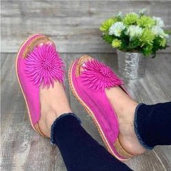 Women's suede flower decor arch support slide sandals