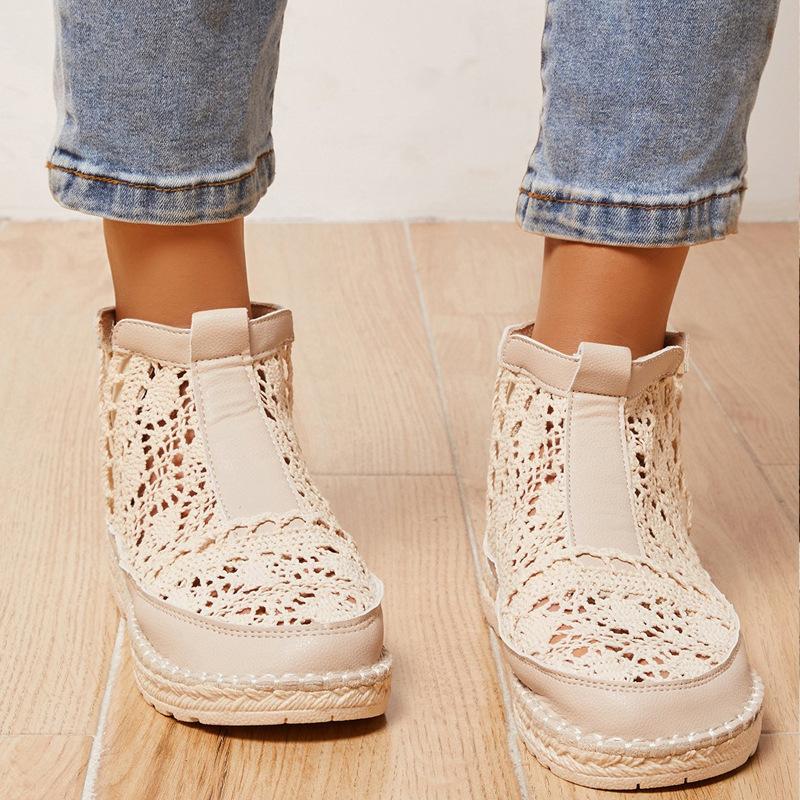Lace hollow slip on summer boots