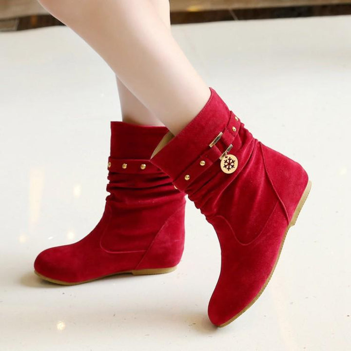 Women's faux suede mid calf slouch boots for fall winter