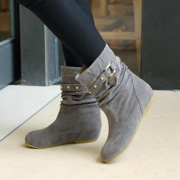 Women's faux suede mid calf slouch boots for fall winter