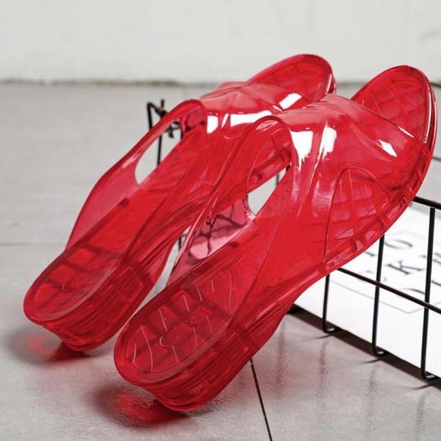 Women's clear jelly open toe slide sandals antiskid bathroom indoor slides