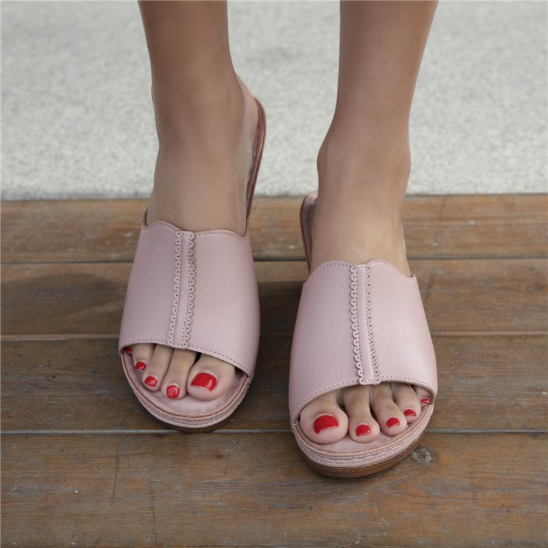 Women's chunky block heel peep toe mules sandals