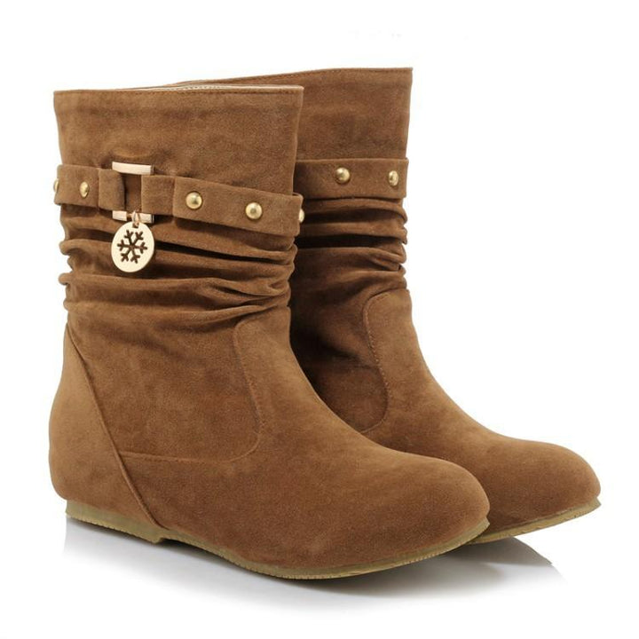 Women's faux suede mid calf slouch boots for fall winter