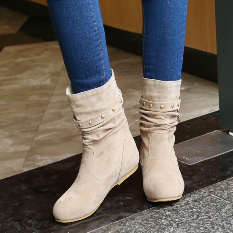 Women's faux suede mid calf slouch boots for fall winter