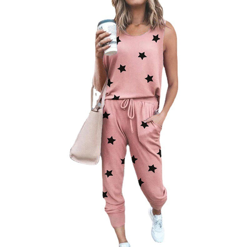 Women's summer sleeveless tops & sweatpants 2 pieces tracksuits casual outfits
