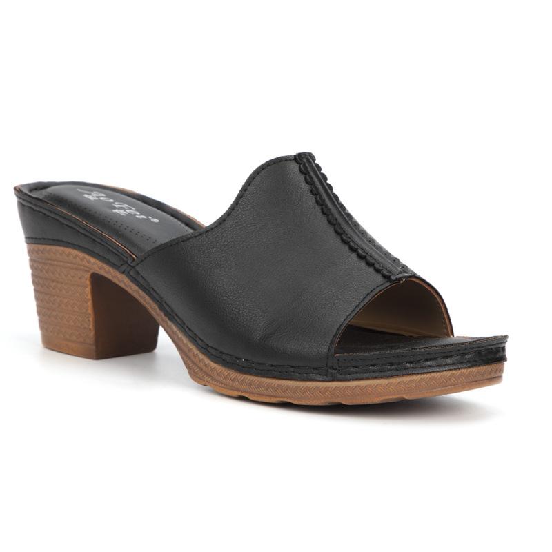 Women's chunky block heel peep toe mules sandals