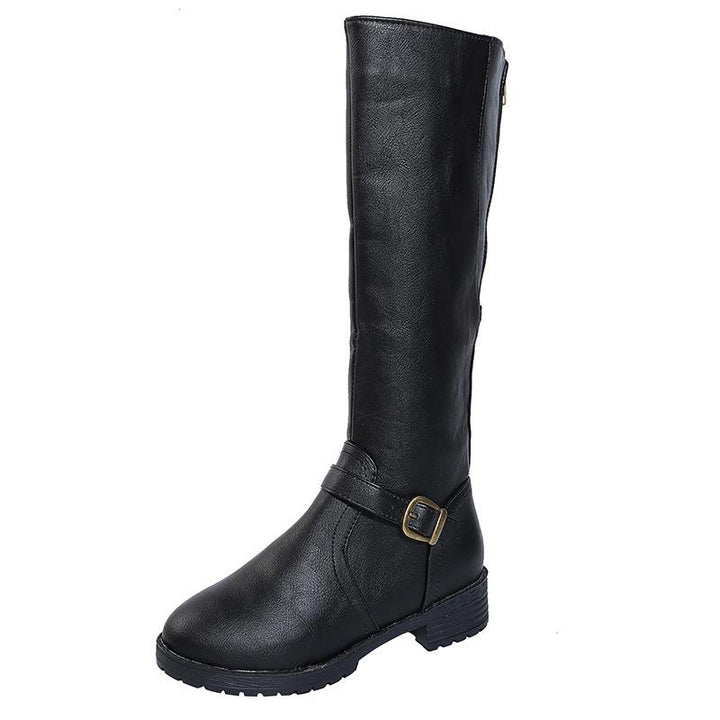 Women's chunky square heel motorcycle boots