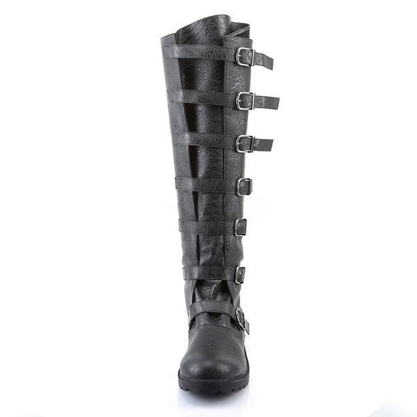 Women's knee high motorcycle boots retro medieval riding boots with buckle straps