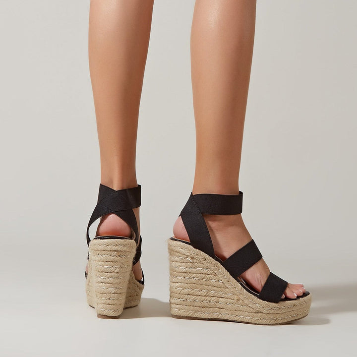 Women's peep toe espadrille wedge heels sandals