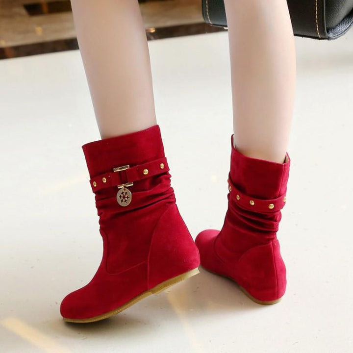 Women's faux suede mid calf slouch boots for fall winter