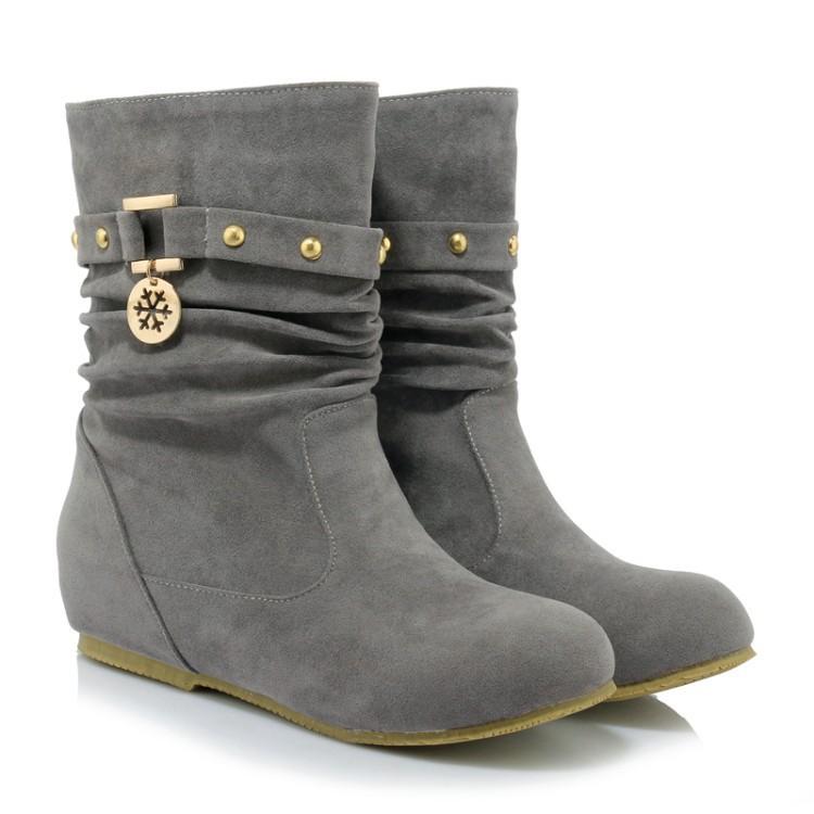 Women's faux suede mid calf slouch boots for fall winter