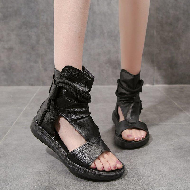 Women's retro side cut gladiator sandals booties