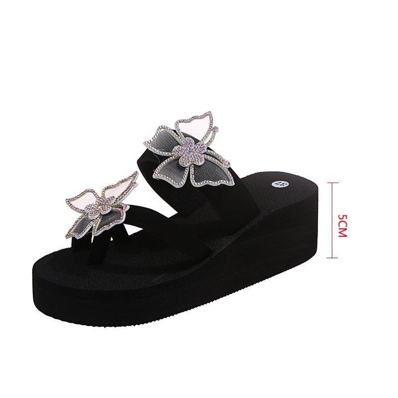 Women's ring toe 2 straps platform butterfly sandals