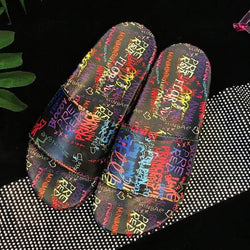 Women's summer graffiti colorful slide sandals cute slippers