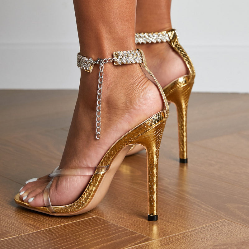 Women's rhinestone clip toe stiletto high heels