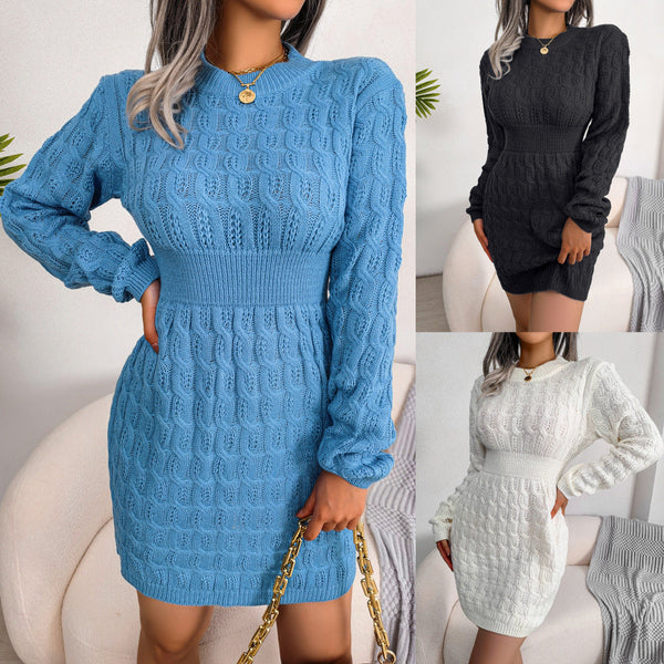 Women's cable knit bodycon mini sweater dress sexy slimming sweater dress