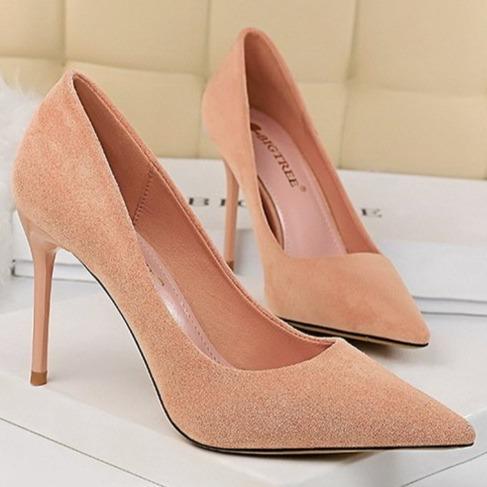 Women's 3inch faux suede high heels pointed closed toe sexy stilettos for party