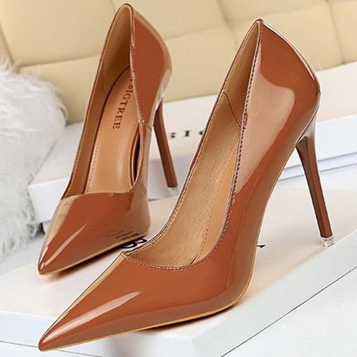 Women's PU patent leather high heels pointed closed toe stiletto heels