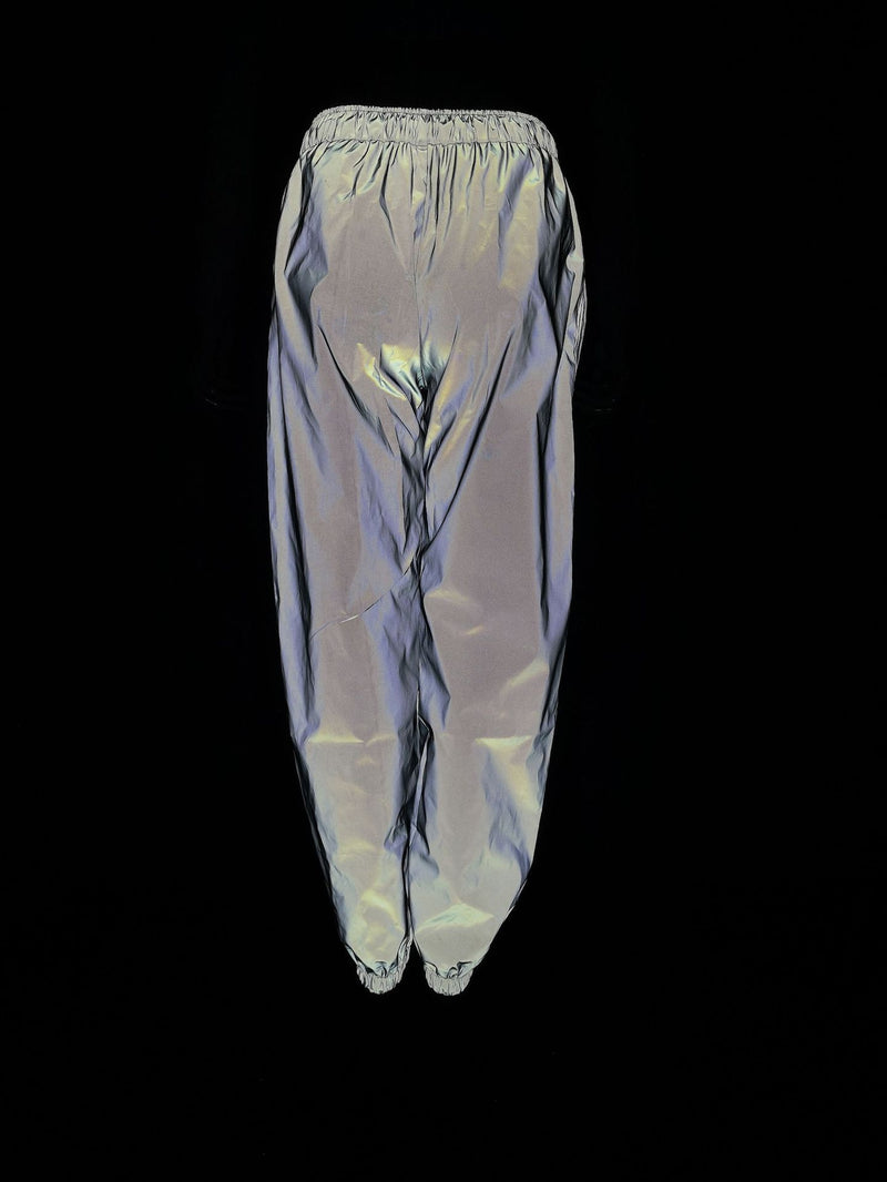 Women's elastic waist reflective jogger pants for night running