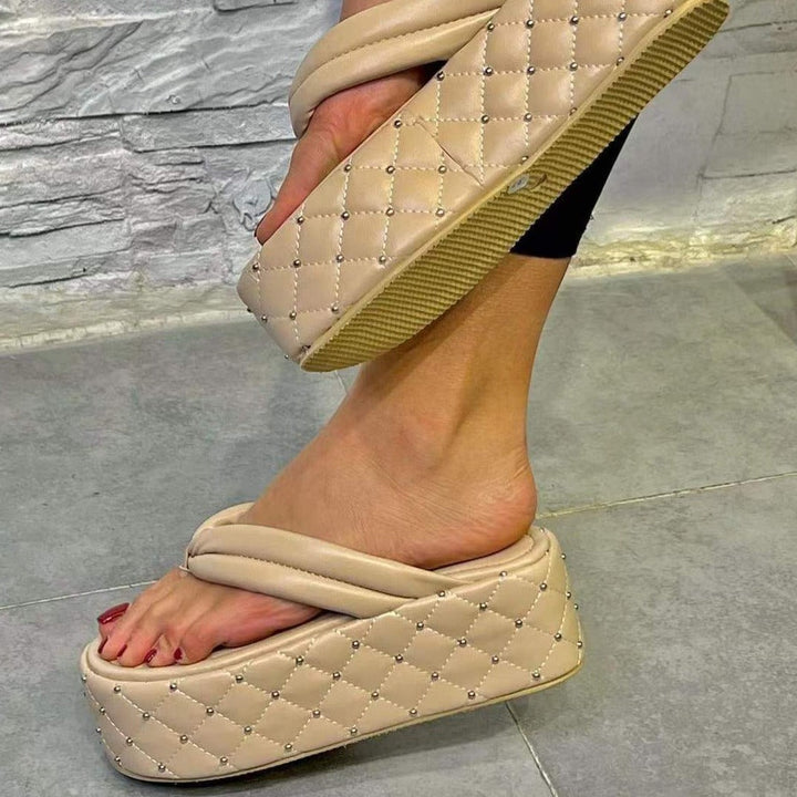 Women's rivers thick platform flip flops fashion summer clip toe slides