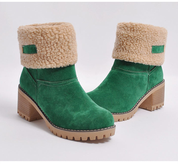 Women's chuky block heel ankle snow boots