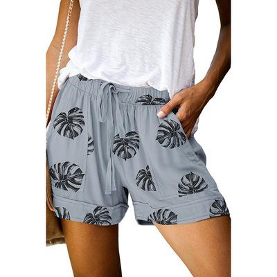 Women's printed drawstring elastic waist pocketed shorts loose fit beach lounge shorts