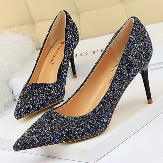 Women's rhinestone wedding high heels closed toe stilettos 2.75inch