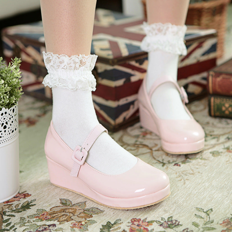 Platform wedge heel marry jane loafers shoes cosplay loafers