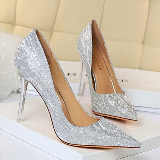 Women's rhinestone wedding bridal high heels sexy glitter closed toe stiletto heels