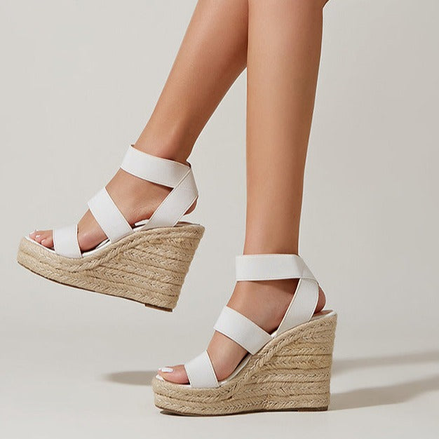 Women's peep toe espadrille wedge heels sandals