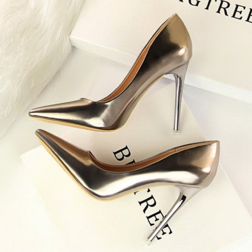Women's fashion metal mirror high heels