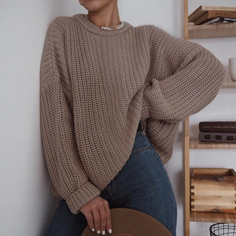 Women's fashion oversized pullover knitted sweater for fall/winter