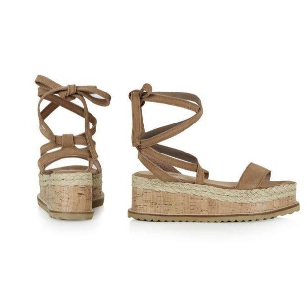 Women's chunky platform ankle tie-up sandals