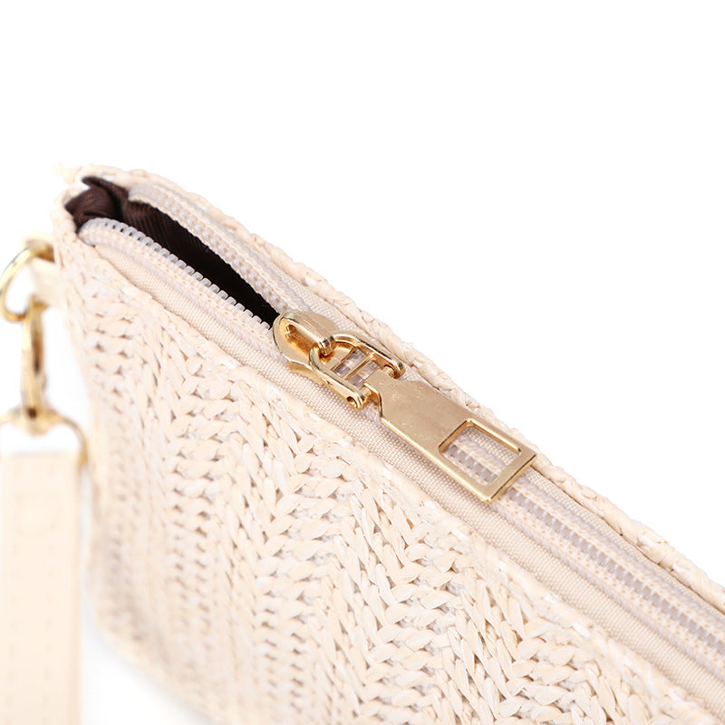 Lady's straw braided clutch Fashion summer party prom handbag