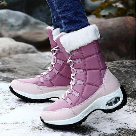 Women's warm plush lining mid calf outdoors snow boots