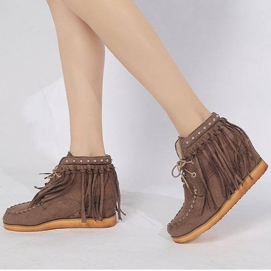 Women's retro faux suede tassels ankle boots