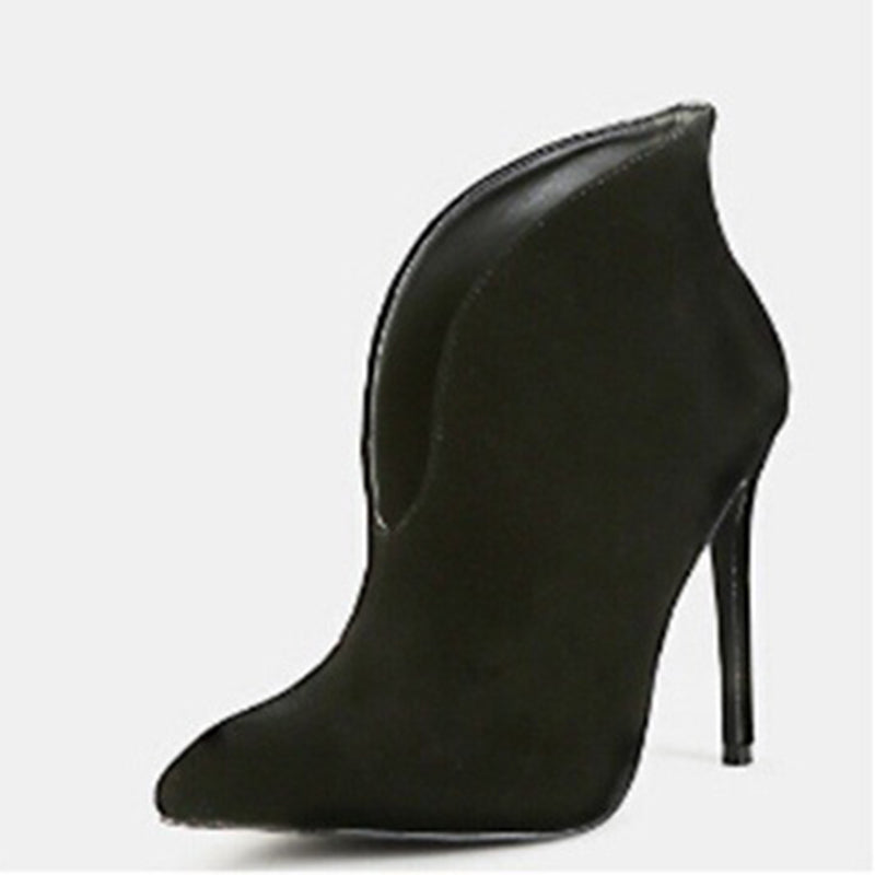 Women sexy v cut pinted toe stiletto high heeled ankle booties