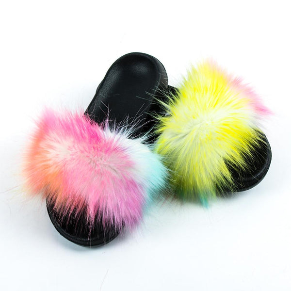 Women's fluffy slide shoes with arch support