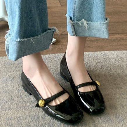 Women's low heel marry jane loafers shoes french chic dressy loafers