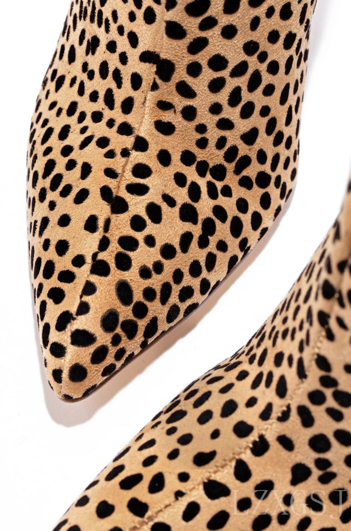 Female's leopard pattern stiletto high heels knee high slouch boots sexy fashion winter party boots