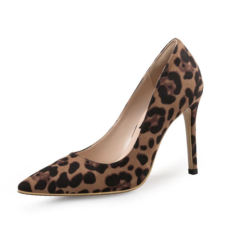 Women's suede sexy leopard high heels pumps