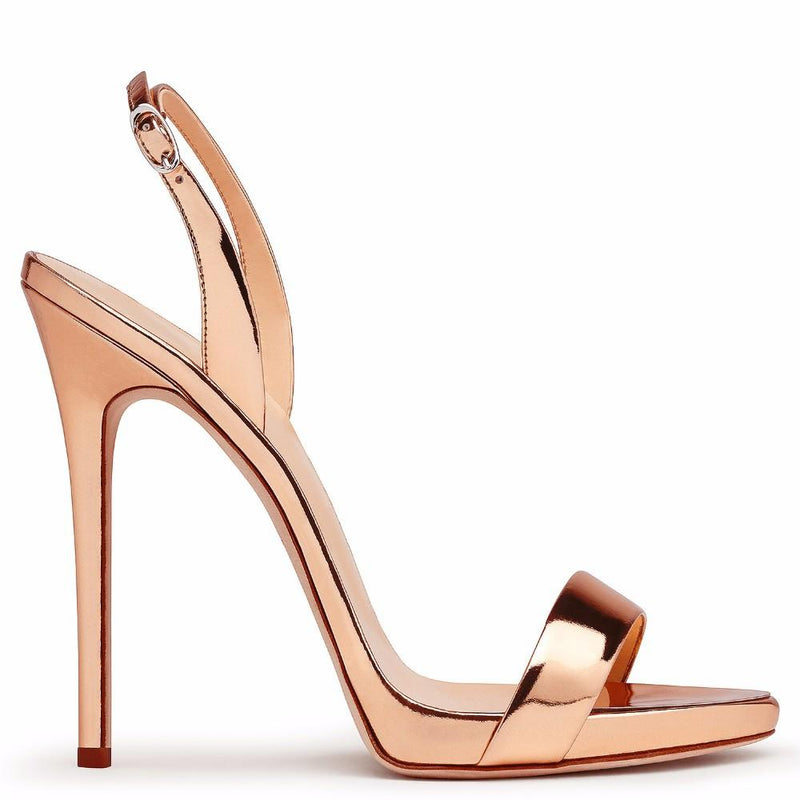 Women's sexy metallic super high slingback heels sandals
