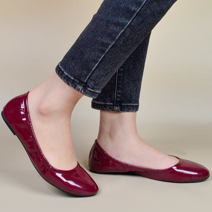 Women's PU patent leather ballet flats | Comfy walk daily casual shoes