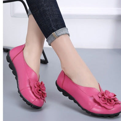 Mom's retro flower decor slip on loafers low heel casual shoes